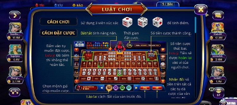 Luật chơi Sicbo Tài Phú 789club